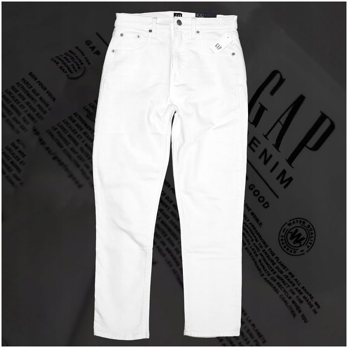 GAP | SUPER HIGH RISE 3/4 | Piękne Białe Jeansy Damskie Skinny | r.26R