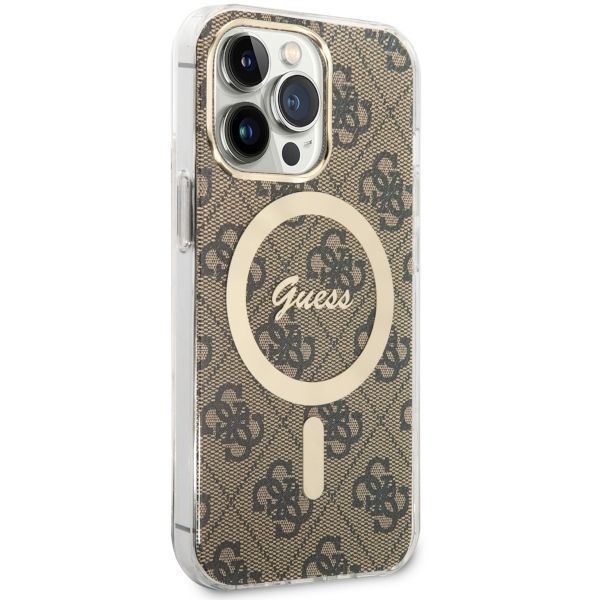 Etui na iPhone 13 Pro / 13 6.1" Guess 4G MagSafe Brązowy