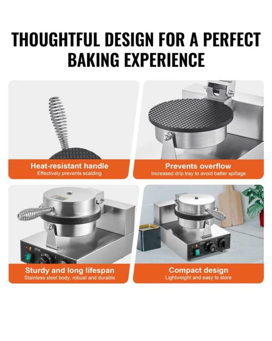 Elektryczna maszyna do lodów w rożkach , rurki z bitą śmietana