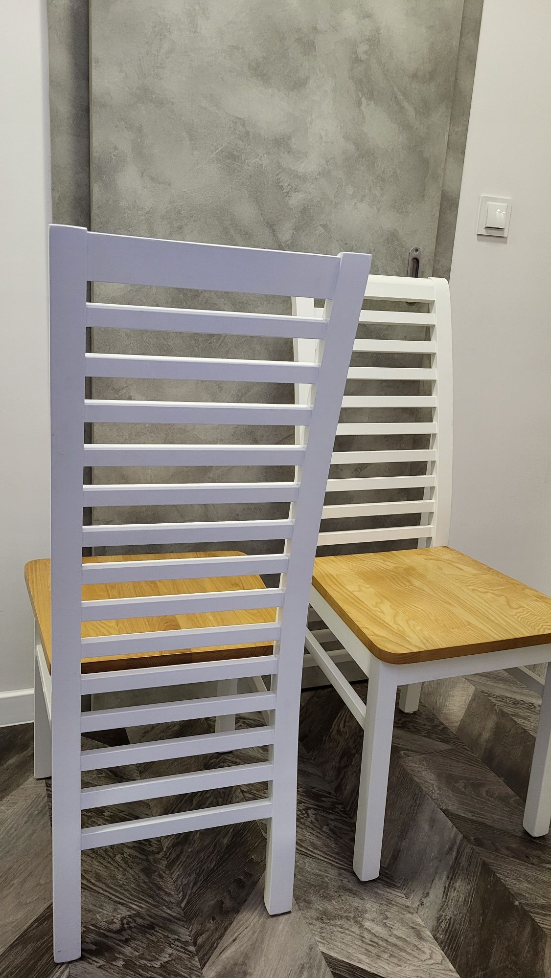 Krzesło lity dąb białe styl loft