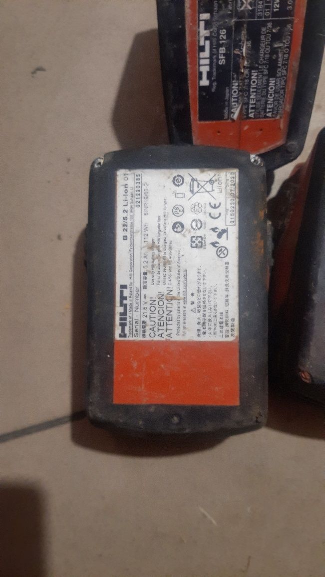 Baterie HILTI B22 5.2 uszkodzone 80zl sztu