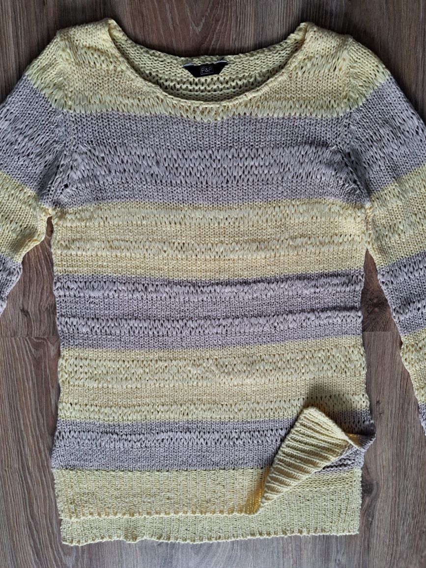 Sweter damski F&F żółto szary 38 M