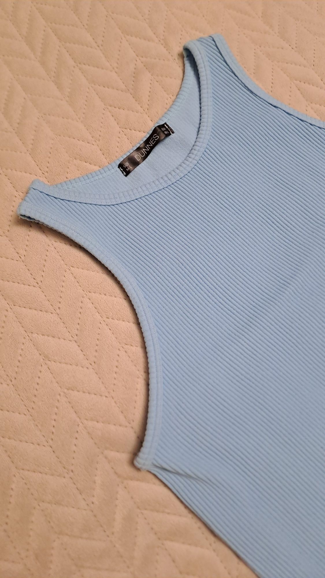 Top sportowy halter niebieski Dunnes M/L prążkowany