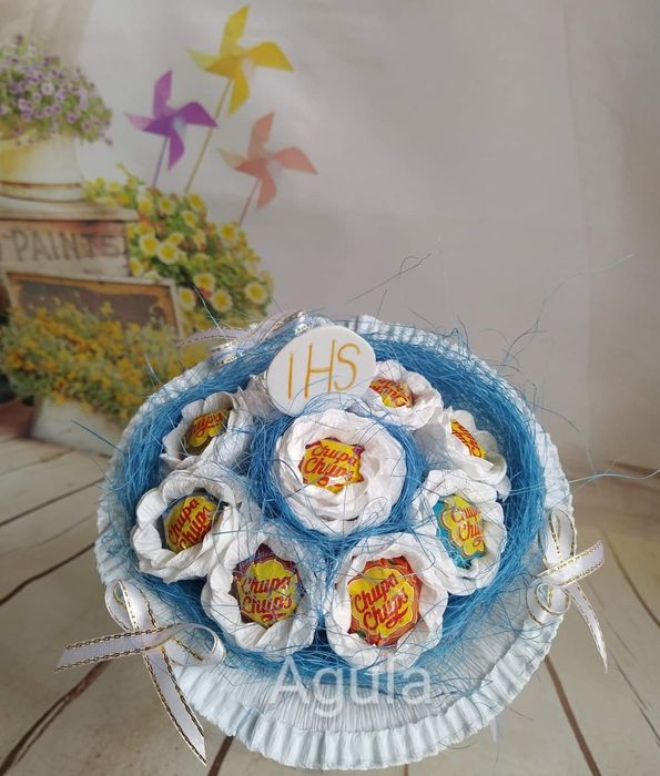 Bukiet z 18 szt lizaków Chupa Chups komunia, ślub, urodziny, 18 stka