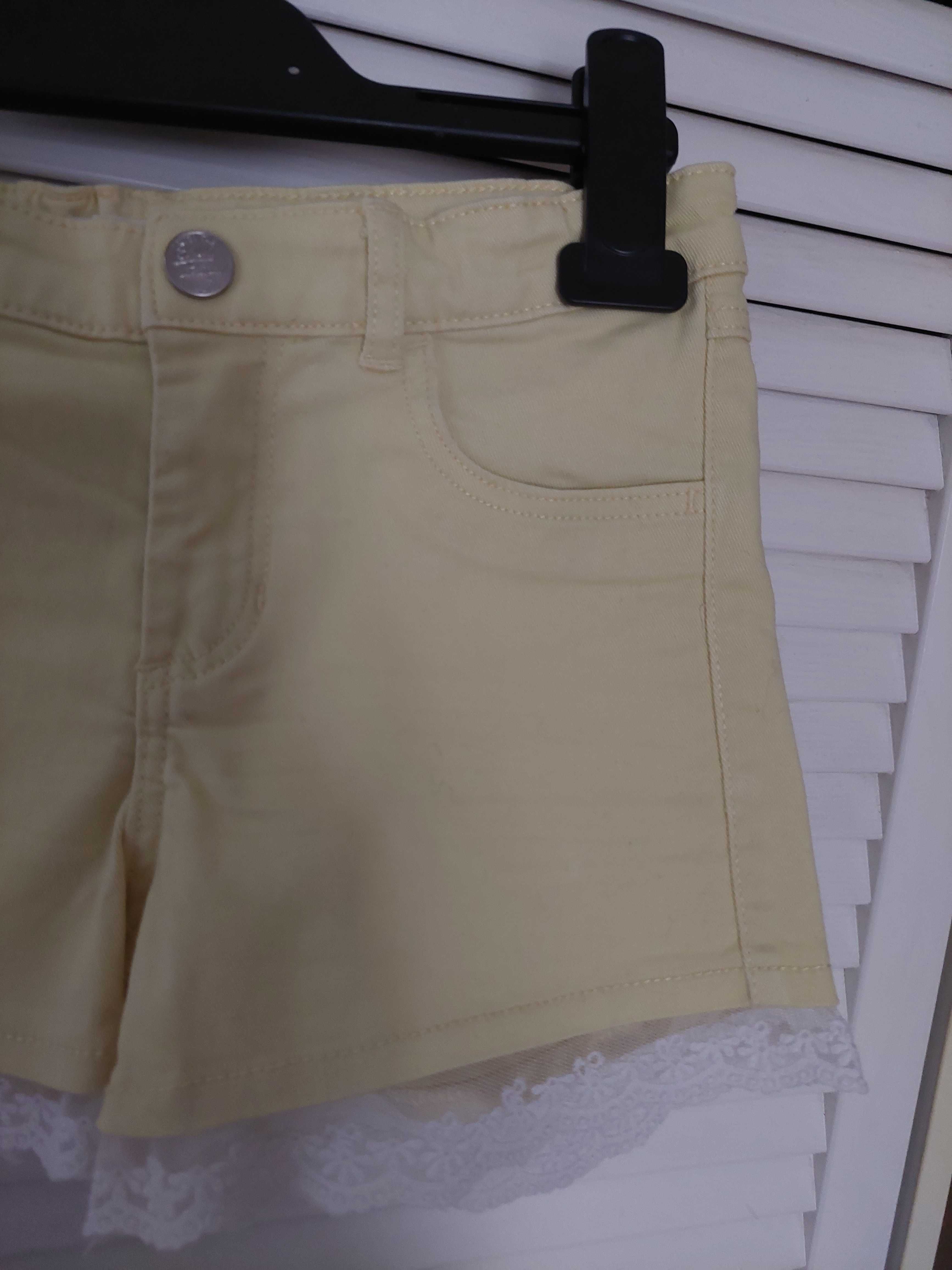 H&M spodenki bawełna żółte szorty r.134