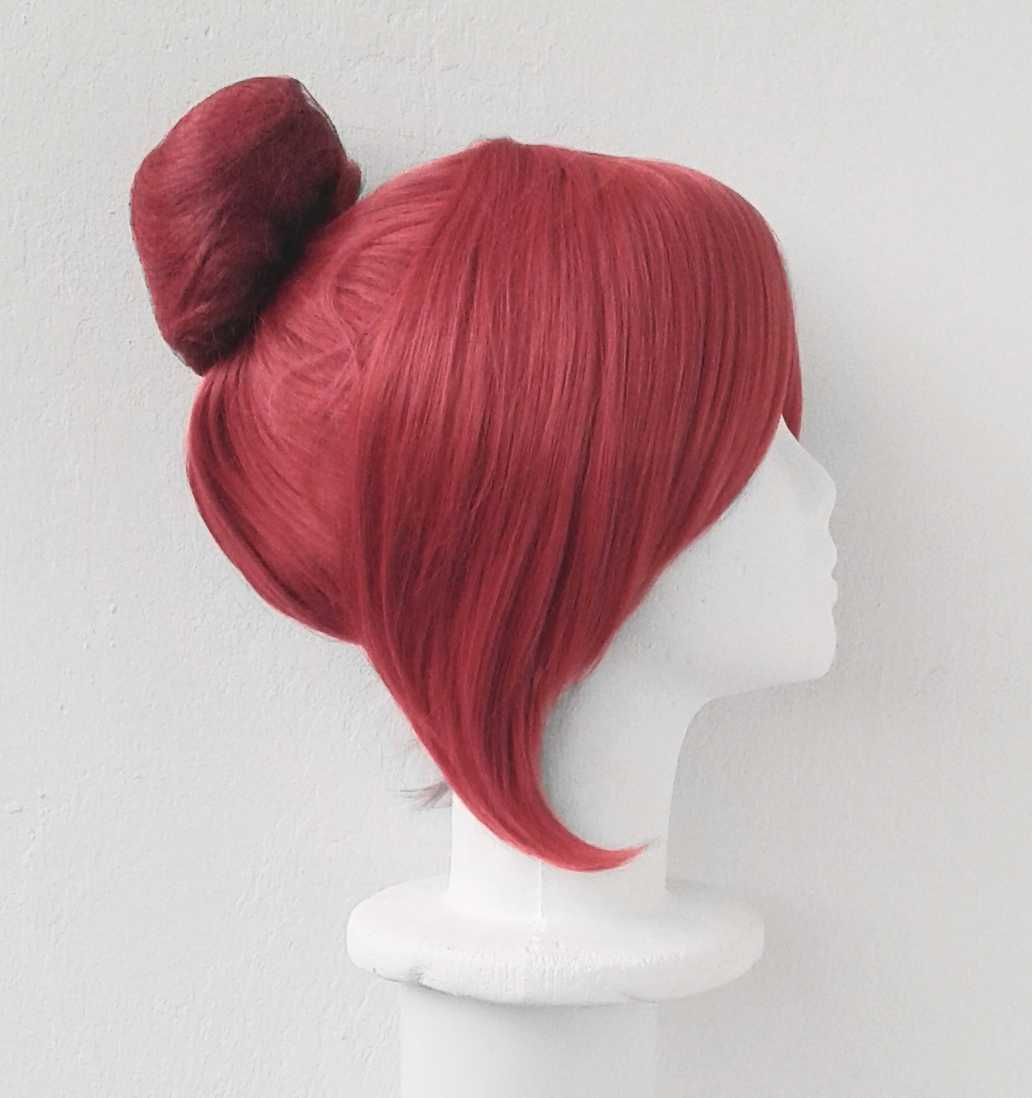 Maki Love Live Czerwona peruka krótka z kokiem koczkiem cosplay wig