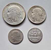 2, 5, 10zł zestaw monet II RP