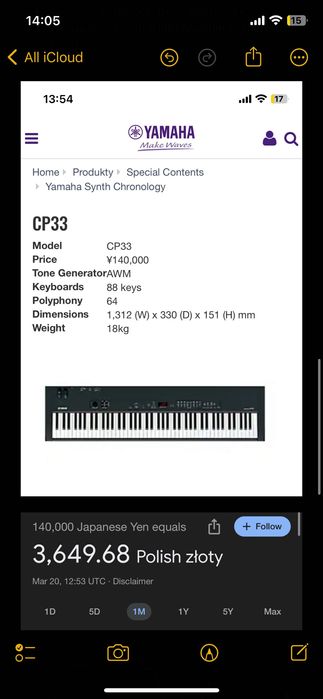 Stage Piano Yamaha CP33