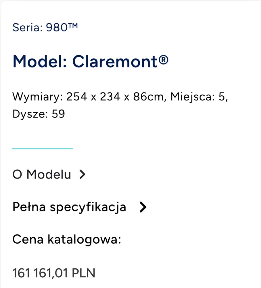 Super oferta Jacuzzi Sundance 980 Claremont nowe 160.000 PLN VIP