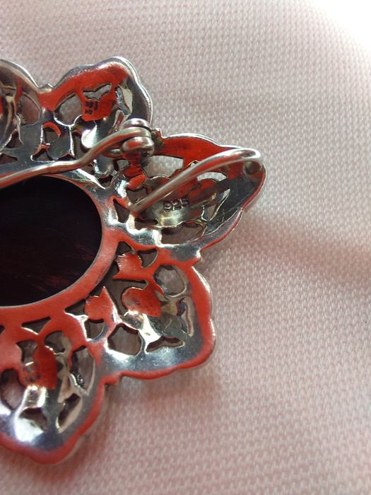 Брошка кулон срібло вінтаж ручна робота Онікс