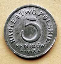 5 fenigów 1918 Królestwo Polskie