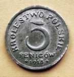 5 fenigów 1918 Królestwo Polskie