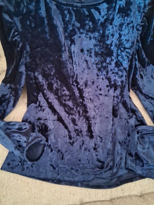 Blusa de veludo azul