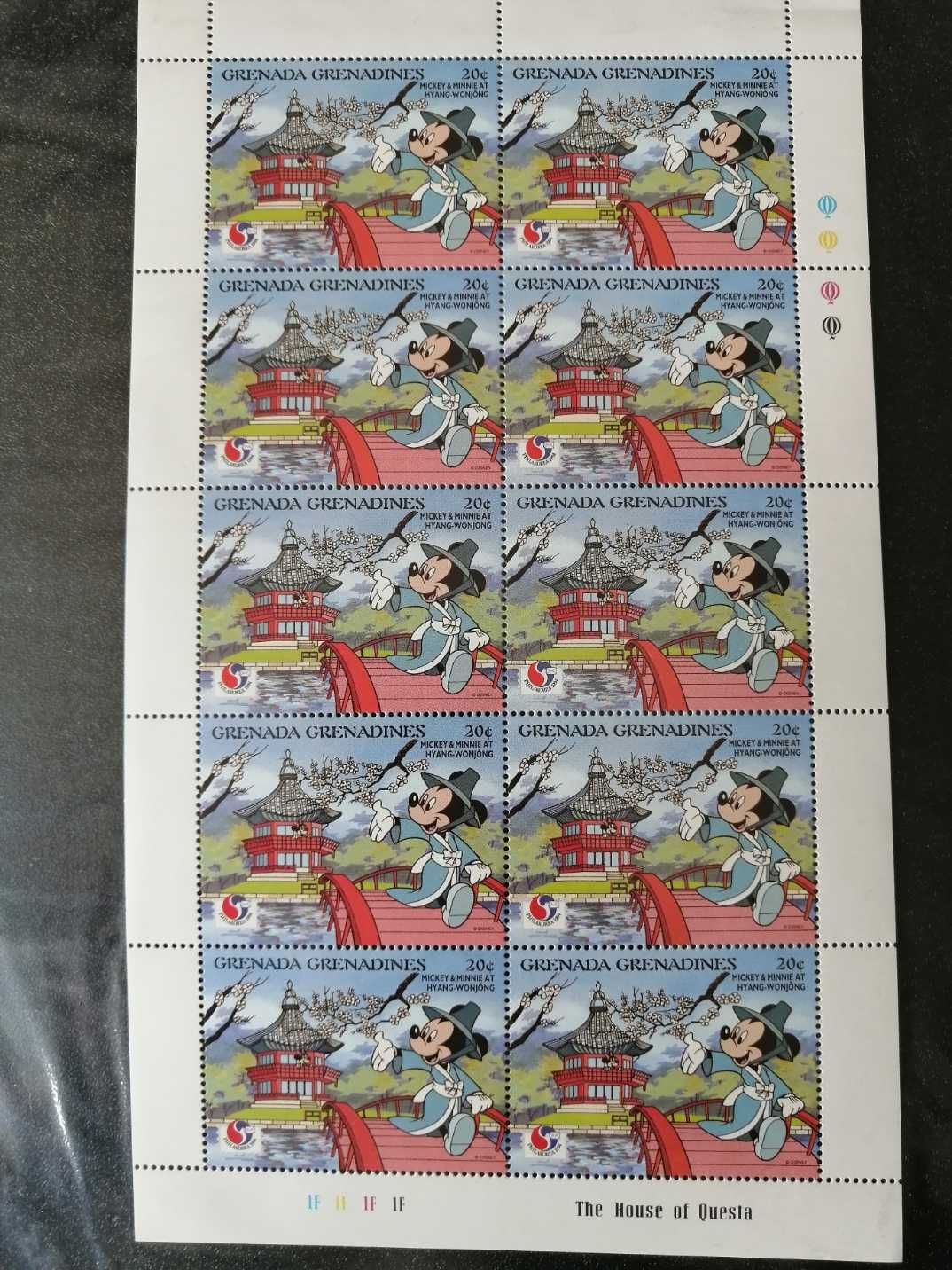 Disney Mickey Donald Pateta folhas completas selos de diversos países