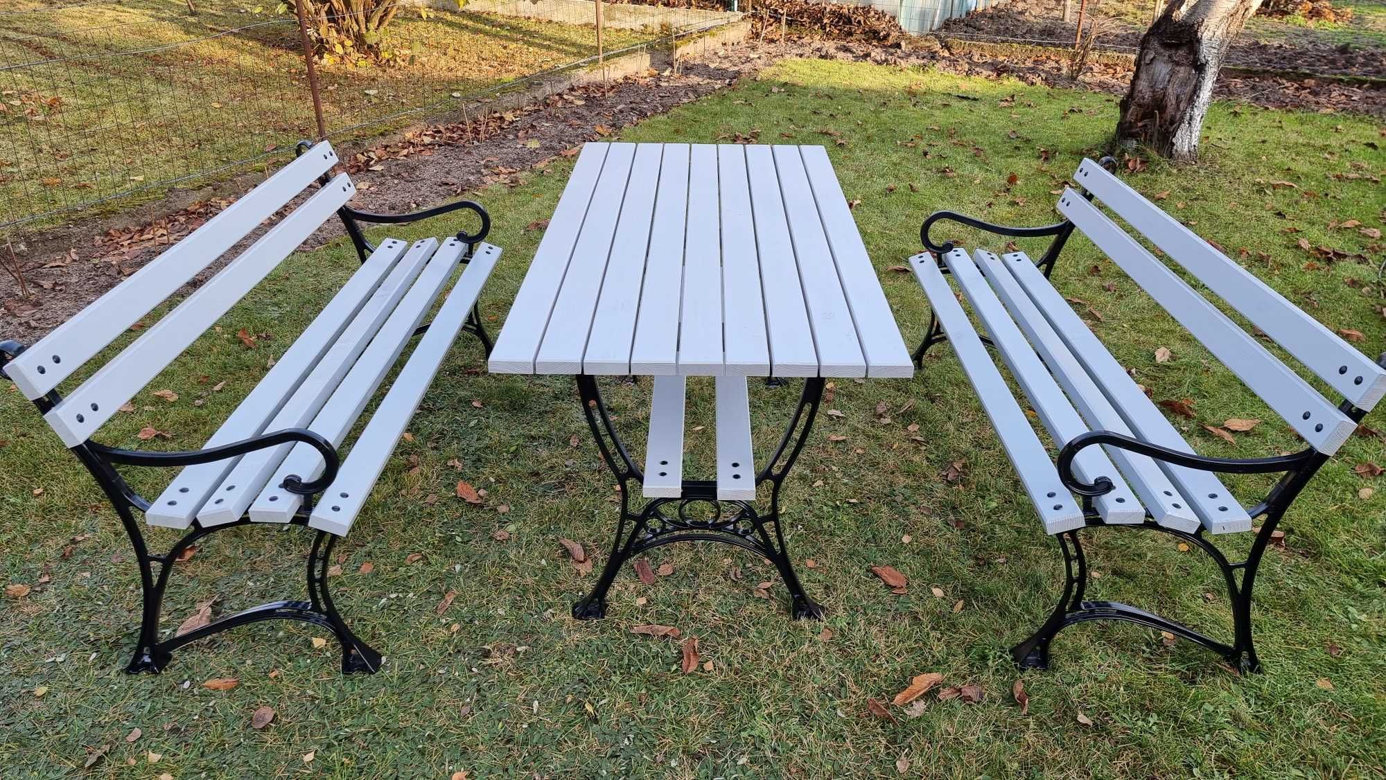Solidny Zestaw Mebli ogrodowych OLCHA 2 ławki + Stół PRODUCENT