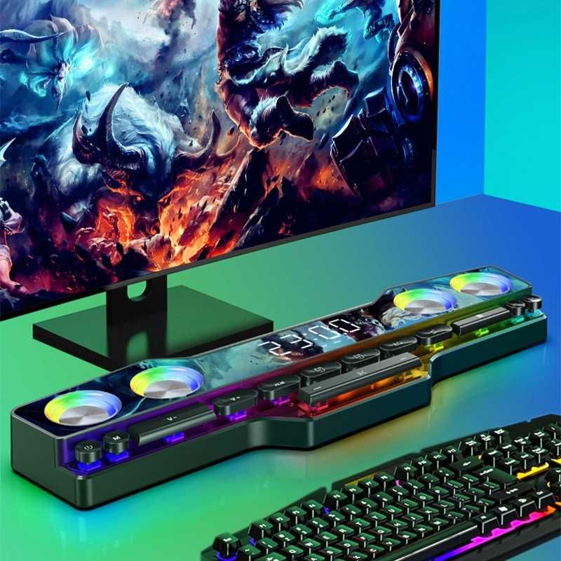 Głośnik Bezprzewodowy Bluetooth Gamingowy Soundbar RGB Radio Wyprzedaż