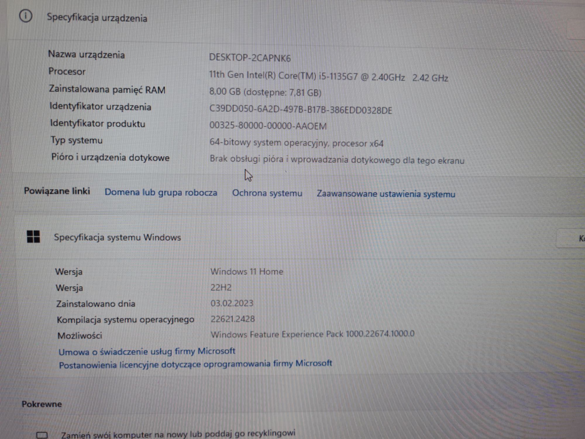 Komputer ACER Aspire 23.8" i5-1135G7 8GB RAM 512GB SSD