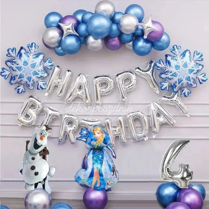 Фотозона Холодное сердце Эльза Анна Олаф из шаров на день рождения 5 6