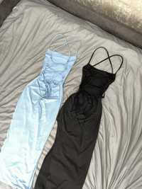 Сукня з відкритою спинкою блакитна та чорна