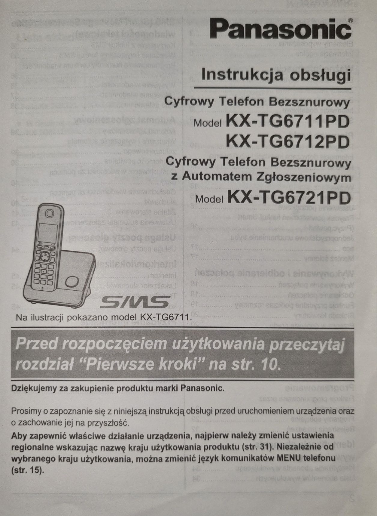 Telefon Panasonik z sekretarka stacjonarny