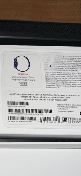Smartwatch Apple Watch Series 6 GPS + Cellular 40mm niebieski