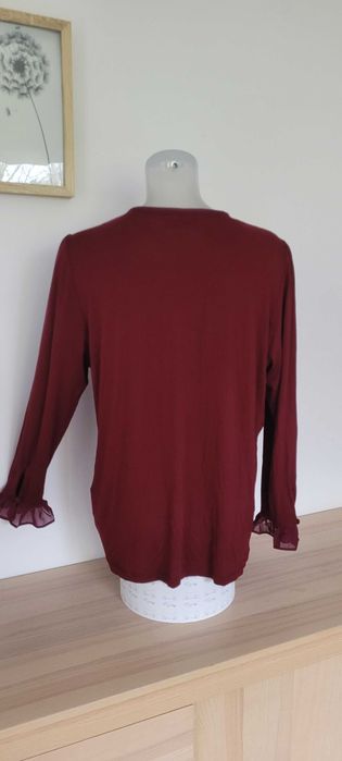 Burgundowa bluzka wiskoza falbanki Himmelblau, roz 44