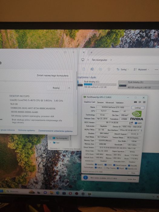 Komputer gamingowy i5 16gb ram 250SSD GTX1650 Windows 11pro
