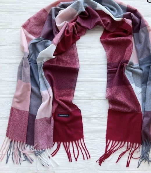 Жіночий кашеміровий шарф в клітинку 73см на 170 см