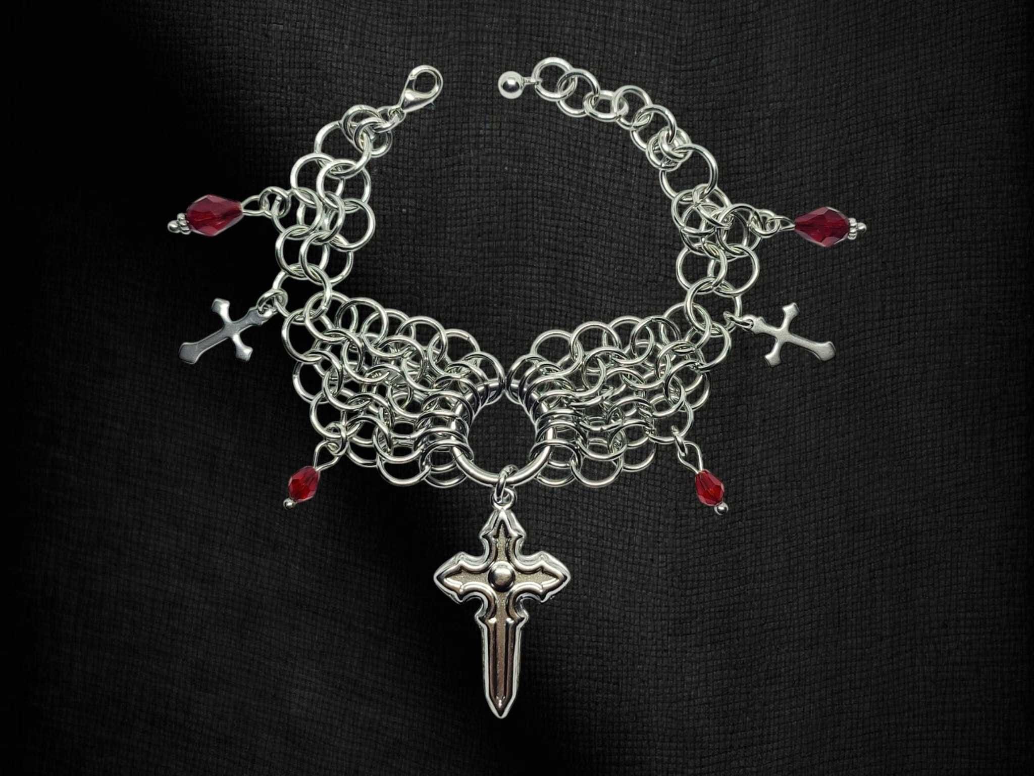 Bransoletka STAL CHIRURGICZNA SZKŁO kolczuga chainmaille