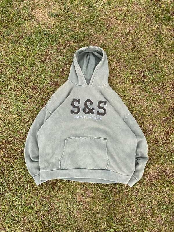 Bluza z kapturem hoodie Boxy krój L zielony streetwear hiphop rap swag