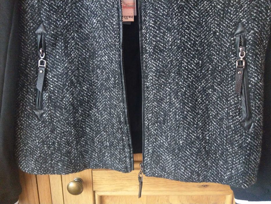 Nowa Elegancka Wełniana Paris Sweewe Piekna kurtka M/L żakiet jodełka