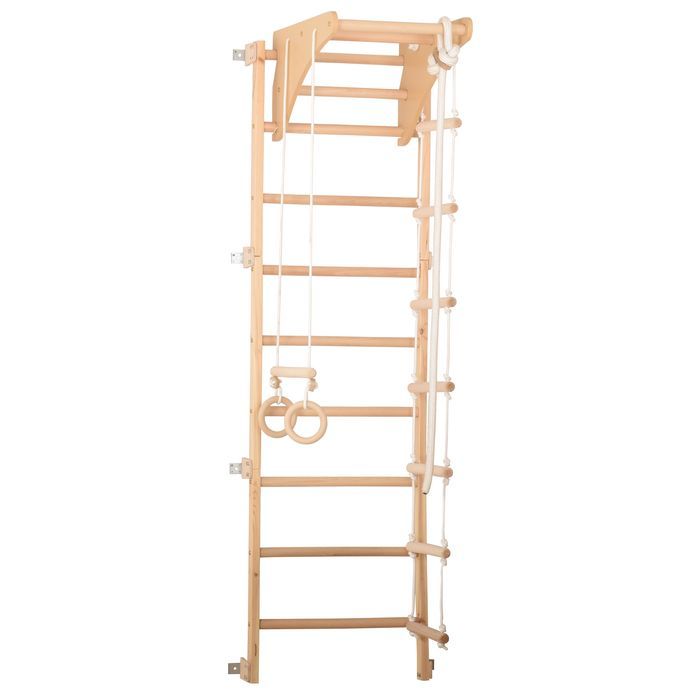 Drabinka gimnastyczna Eco-pine – lina i kółka w zestawie