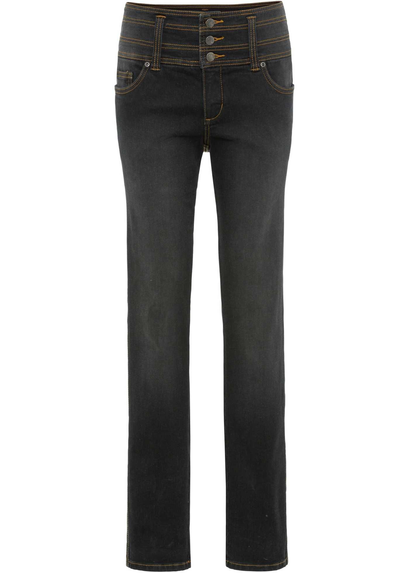 Jeans czarne wyszczuplające na szerokim pasku R 40