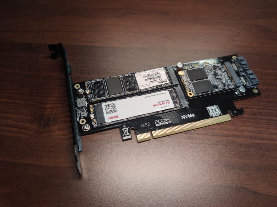 karta rozszerzeń PCIe adapter nmve ngff msata ssd + 3 dyski 128gb