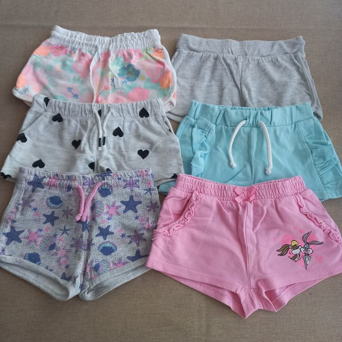 Spodenki dziewczęce bawełniane, Looney Tunes, H&M i in. Rozmiar 98-104