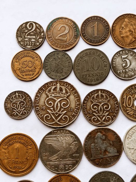 25 старовинних монет світу. Німеччина Швеція Франція Бельгія Голландія