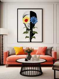 Plakat na Ścianę Obraz Kobieta Kwiaty Miniamlizm 40x60 cm ElliveX