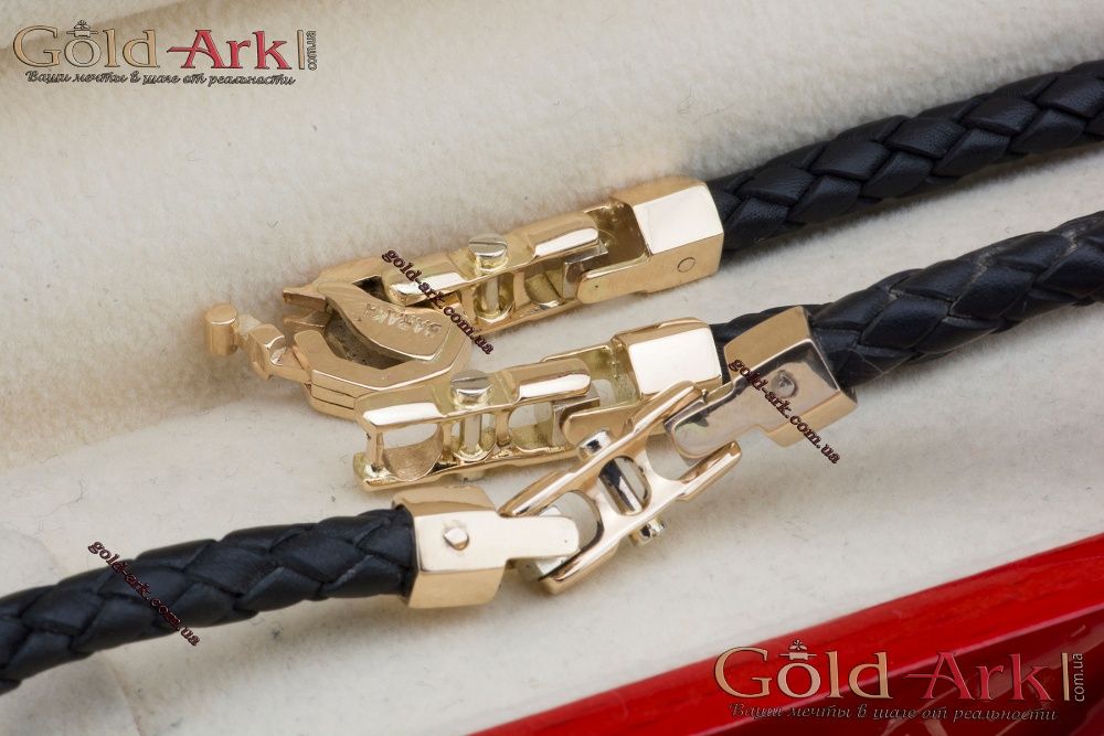 Кожаный шнур Baraka с золотыми вставками