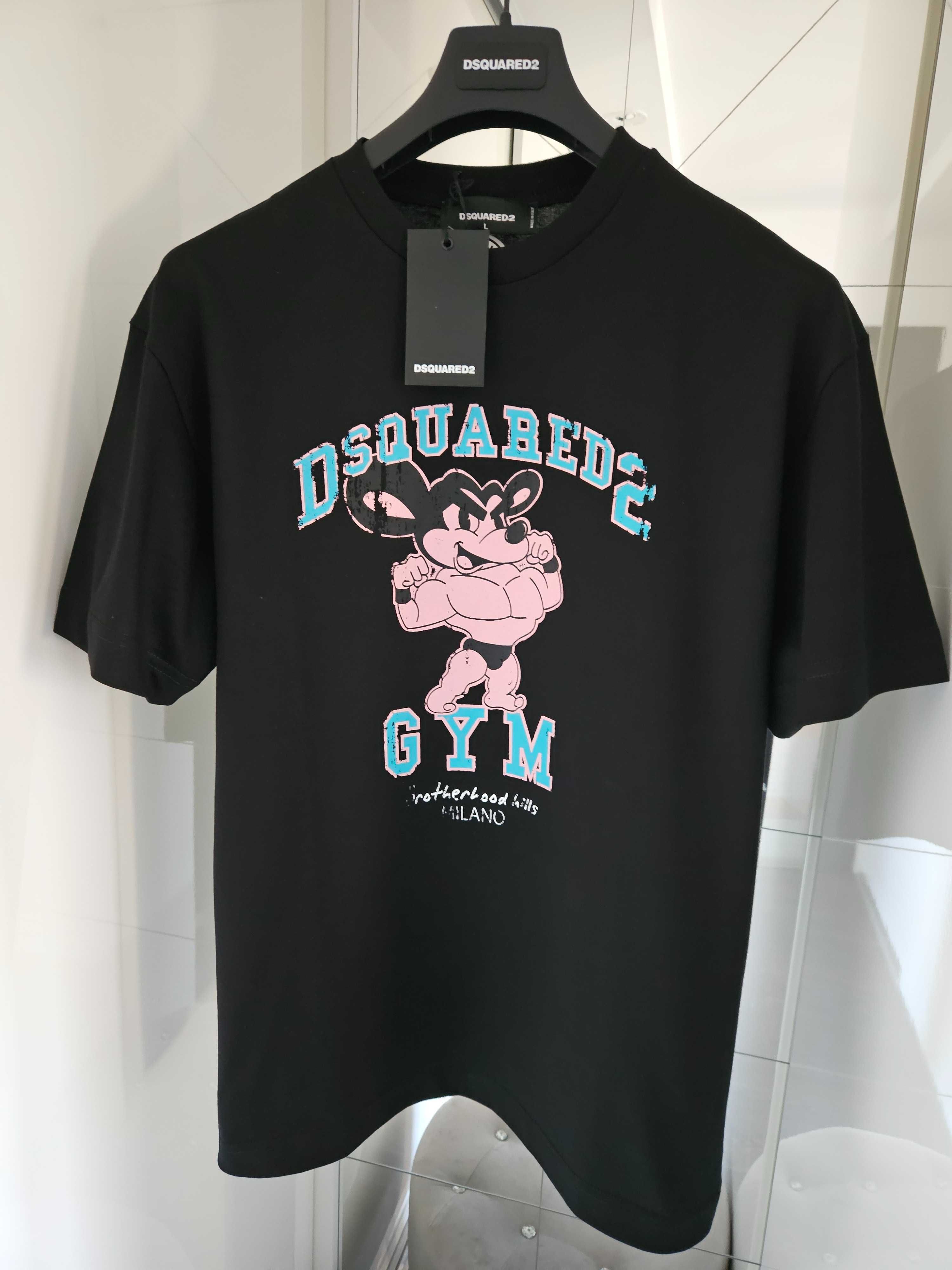 DSQUARED2 T-SHIRT GYM kolor czarny printerd roz. L oryginal