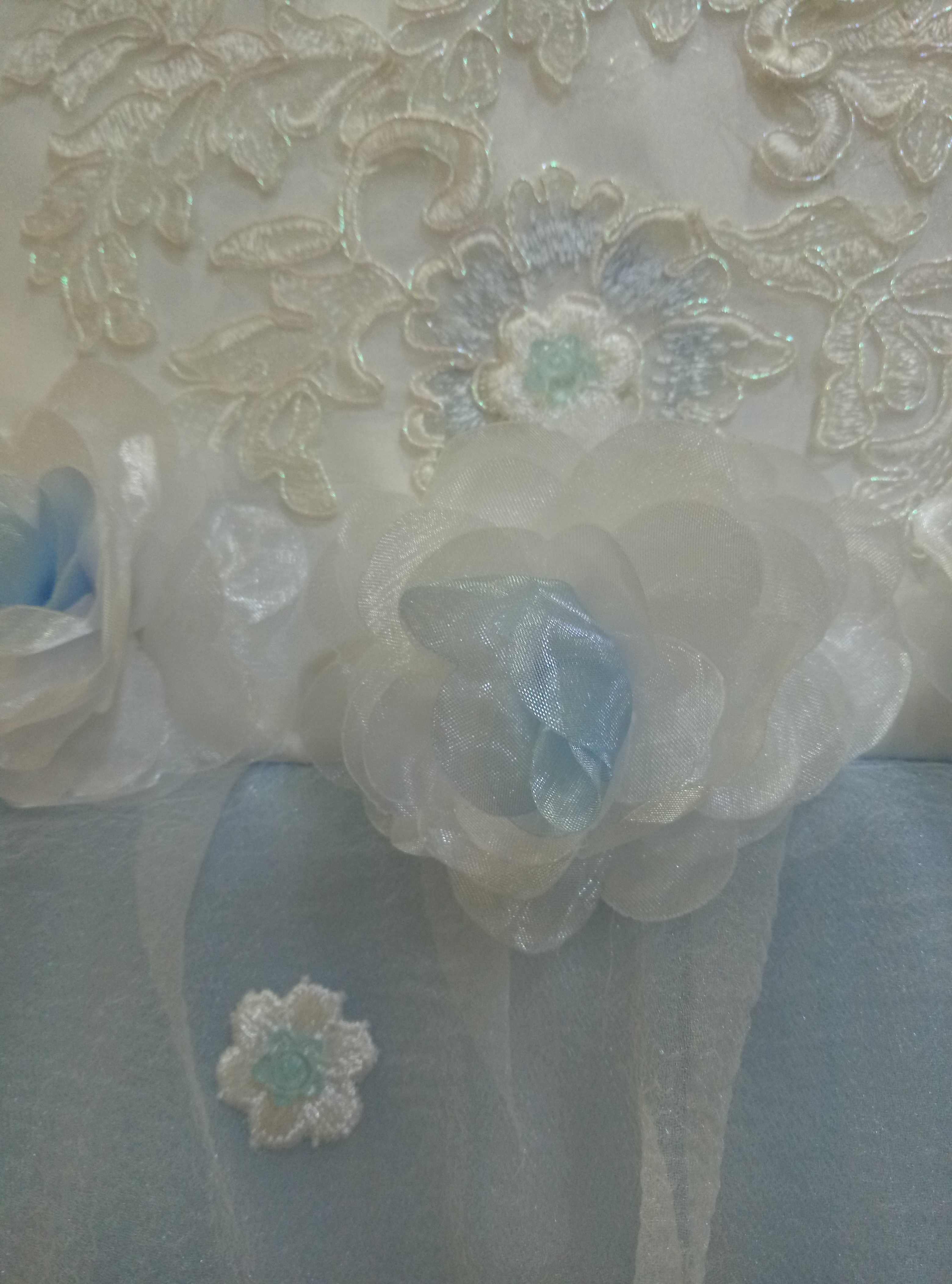 Нежное бело-голубое нарядное детское платье на 2-4 годика
