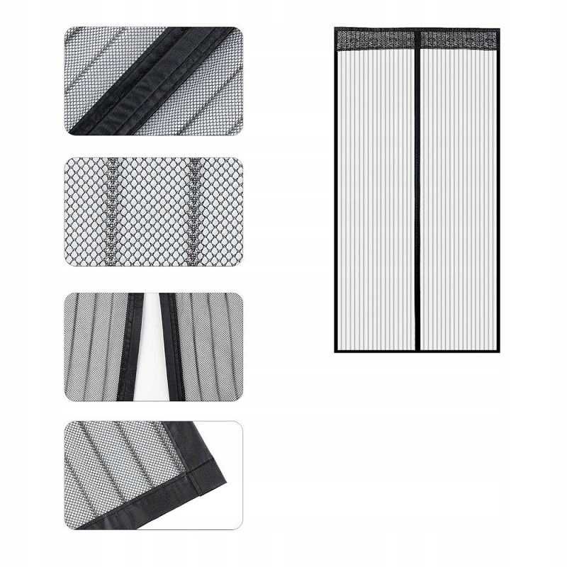 Moskitiera na drzwi 100×210 cm z magnesami czarna siatka balkonowa