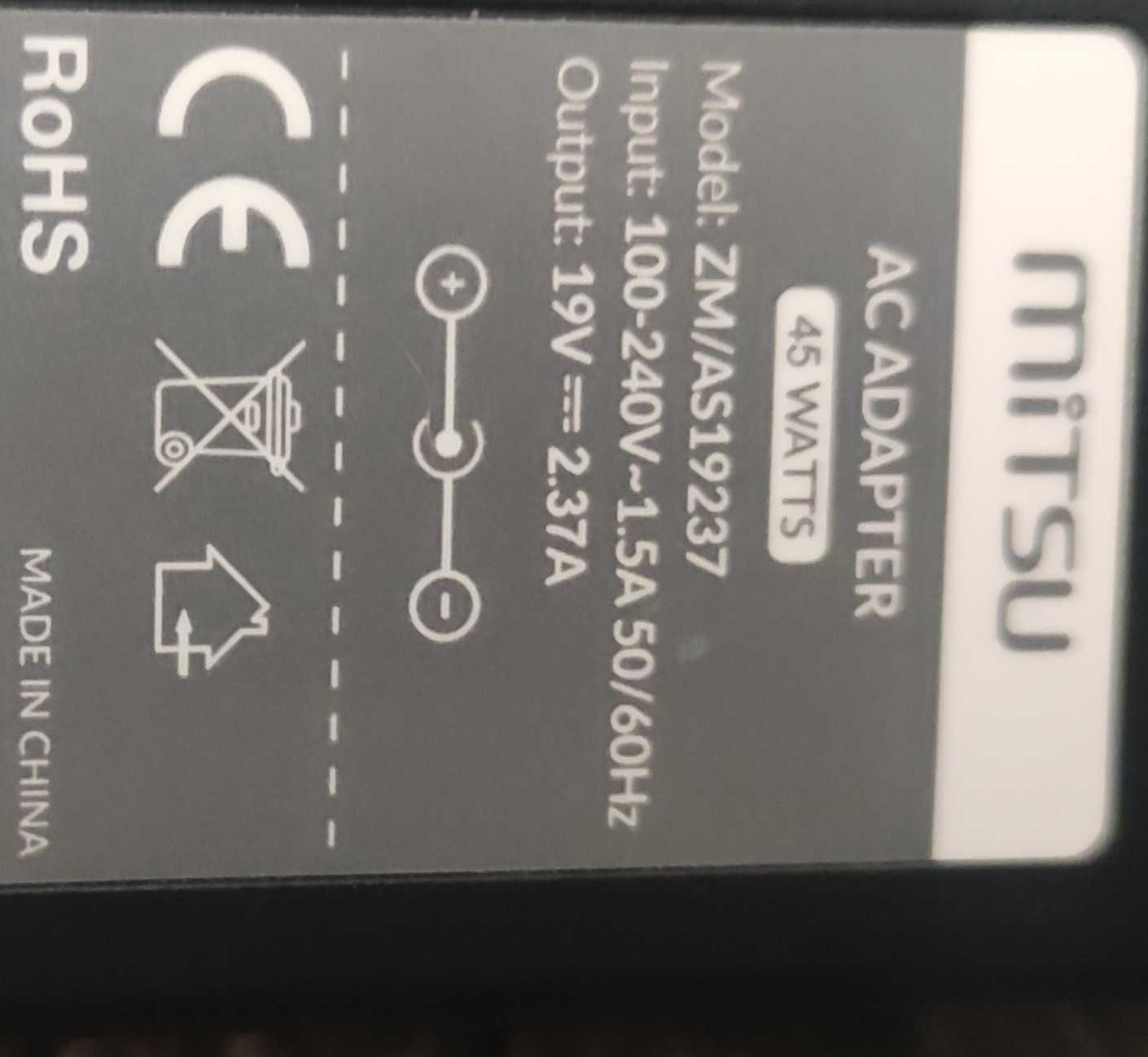 Ładowarka do laptopa 19v 2,37a 45w cienki wtyk