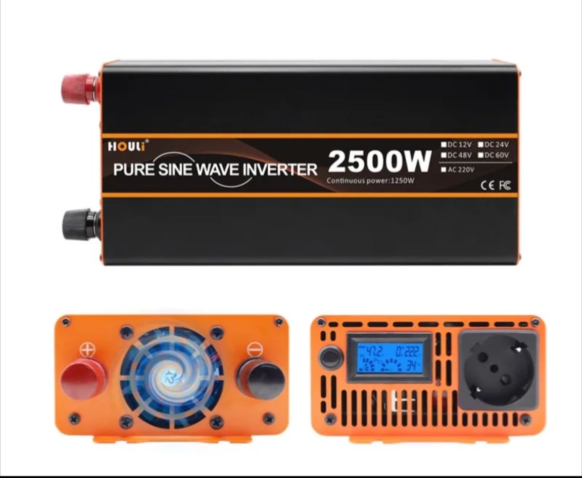 Інвертор 12-220v HOULI 2500w чистий синус