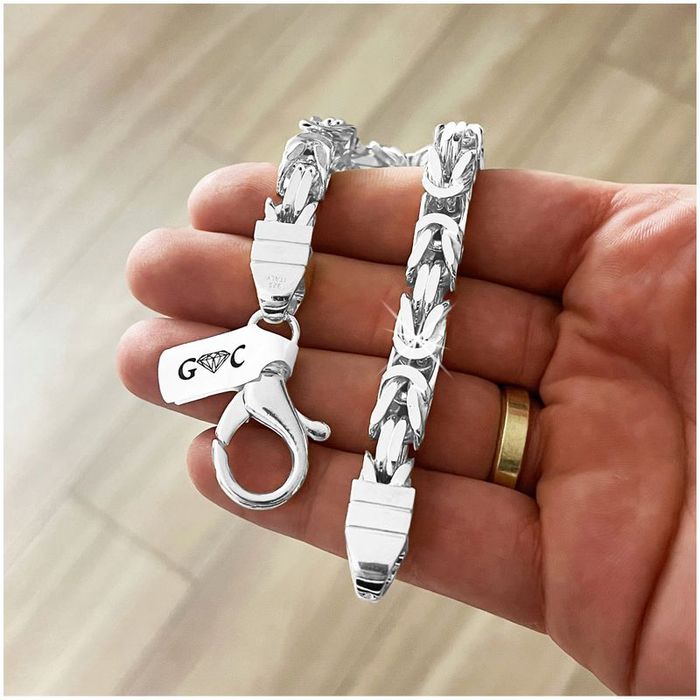 Potęzna Męska Bransoleta Splot Królewski 22cm/8mm Srebro Pr. 925 + Gra