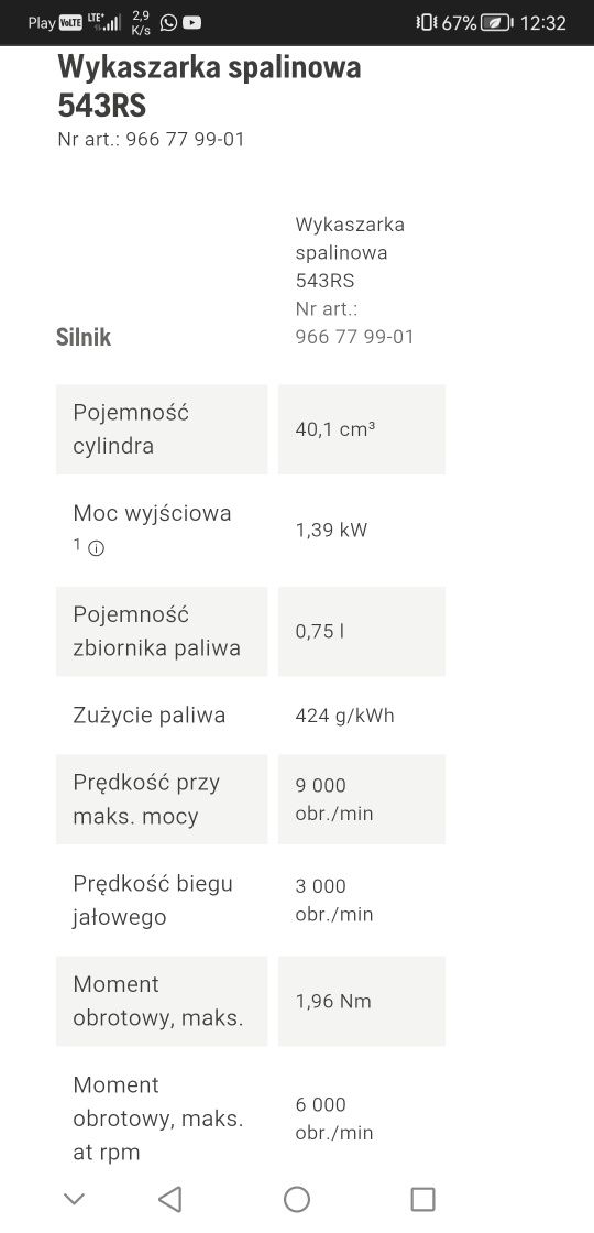 Husqvarna 543 RS professional podkaszarka.