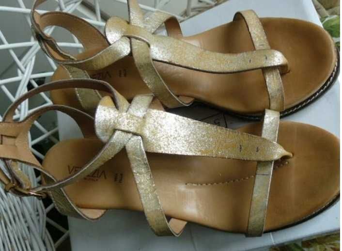 VENEZIA vera PELLE sandały 25cm 39 modne ZŁOTE hit