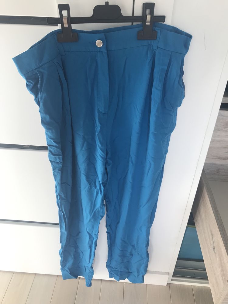 spodnie niebieskie, damskie, letnie, Rabarbar, Wiskoza, rozmiar 42