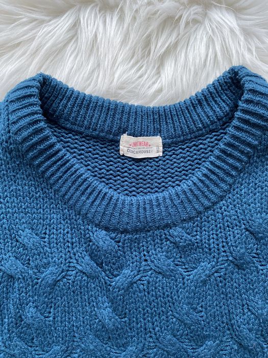 Sweter damski niebieski z warkoczem