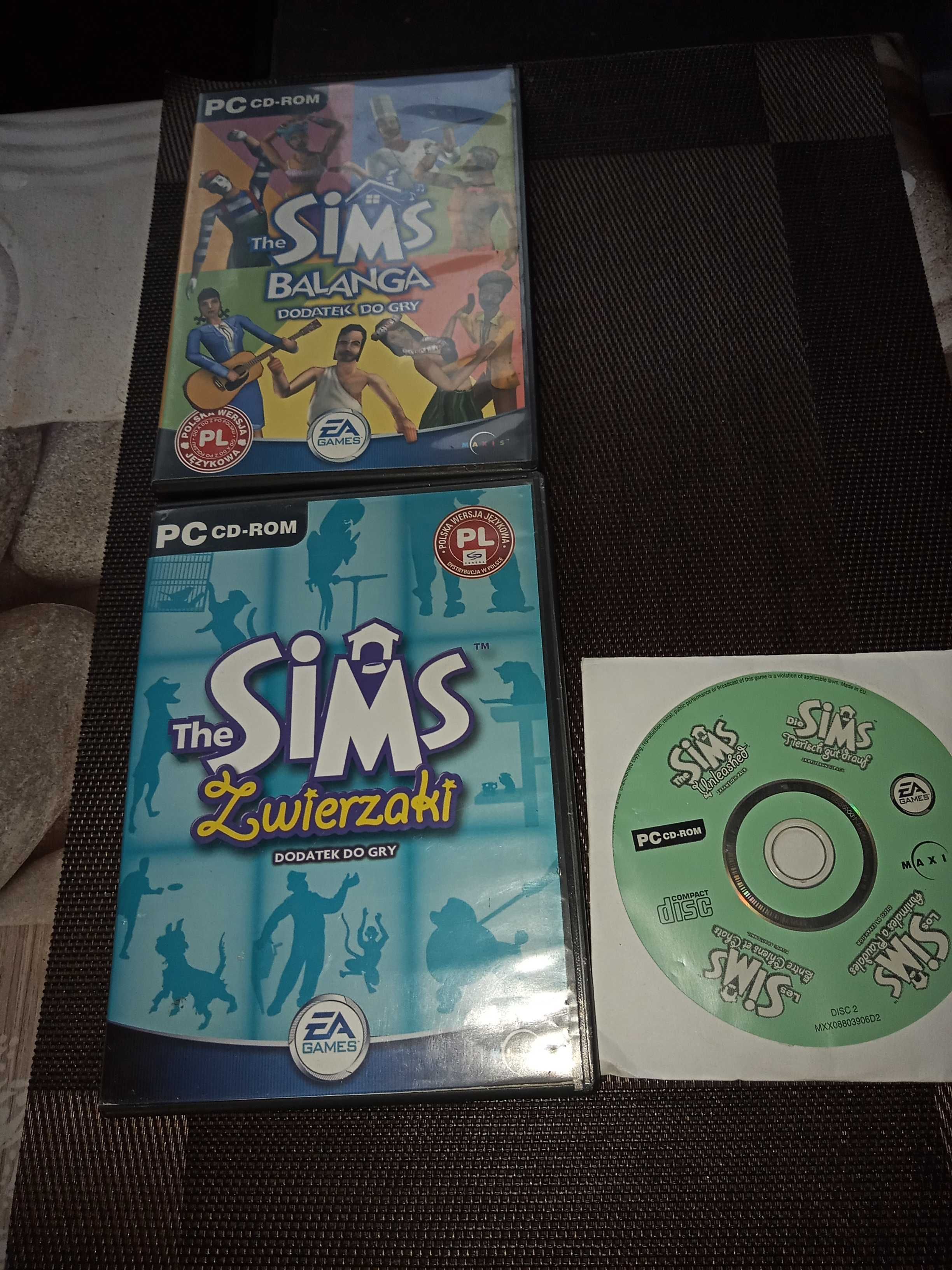The Sims trzy płyty (balanga i zwierzaki  cd 1 i 2)