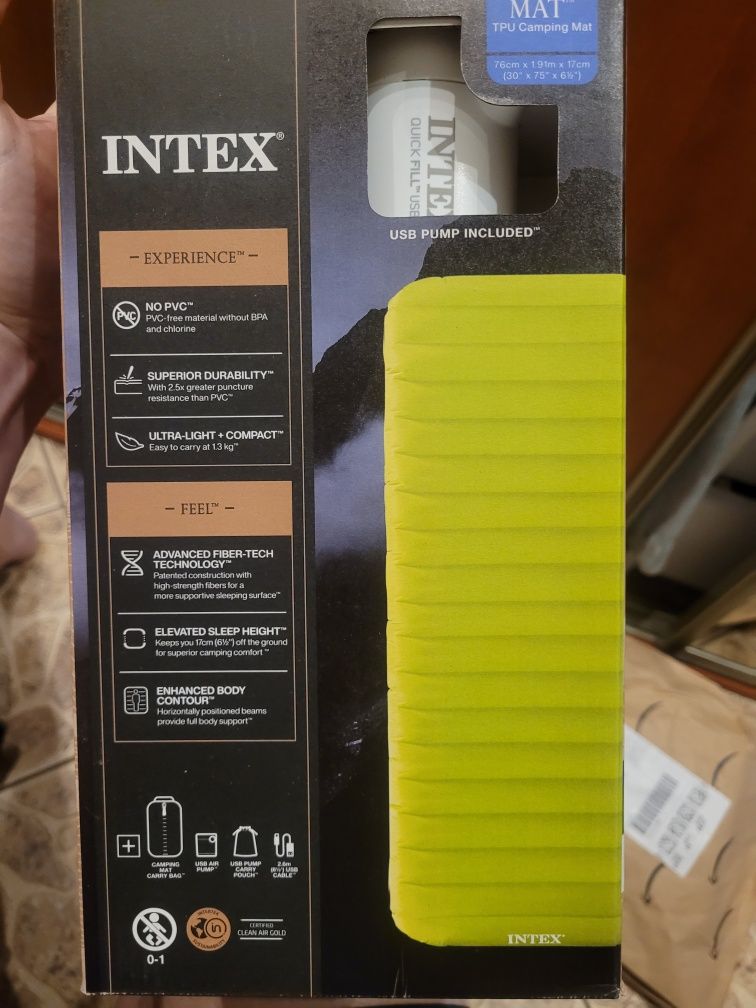 MATERAC DMUCHANY INTEX MATA 191x76x17cm z pompką elektryczną